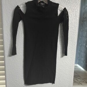 Bebe Black Sleeveless Mesh Dress